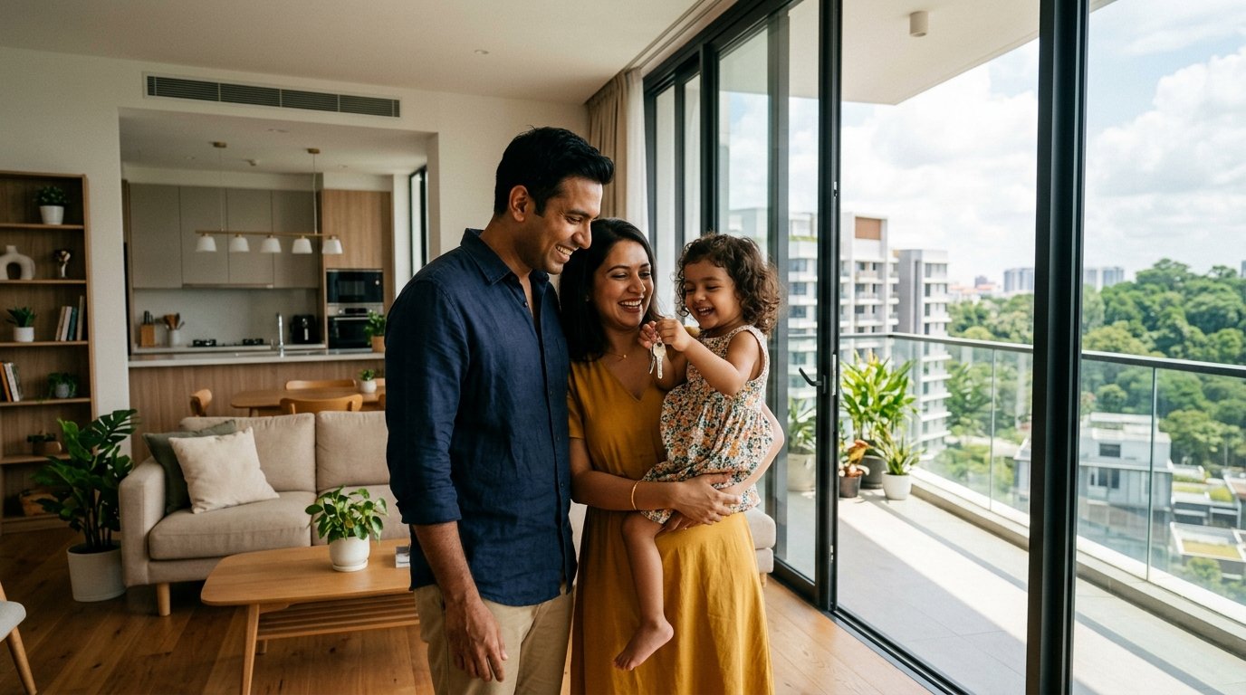 Happy Indian Family New Home